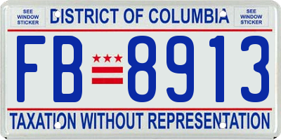 DC license plate FB8913