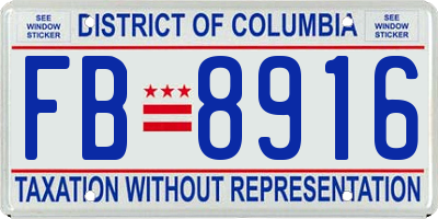 DC license plate FB8916