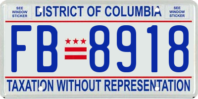 DC license plate FB8918