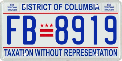 DC license plate FB8919