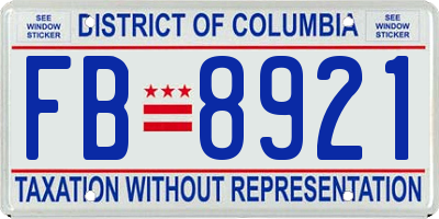 DC license plate FB8921