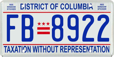 DC license plate FB8922