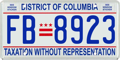 DC license plate FB8923