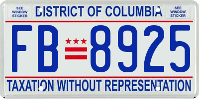 DC license plate FB8925