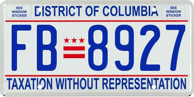 DC license plate FB8927