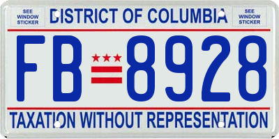 DC license plate FB8928