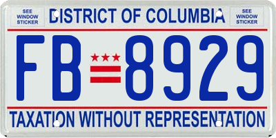 DC license plate FB8929