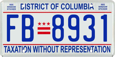 DC license plate FB8931