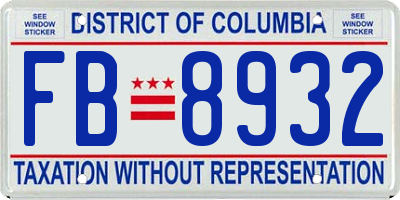 DC license plate FB8932