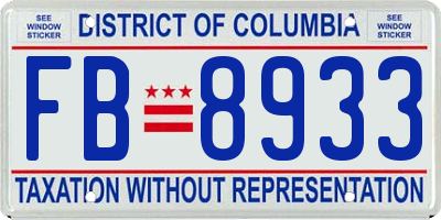 DC license plate FB8933