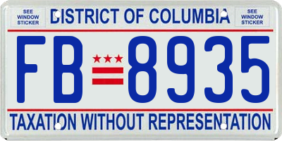 DC license plate FB8935