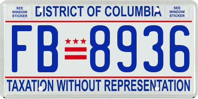 DC license plate FB8936