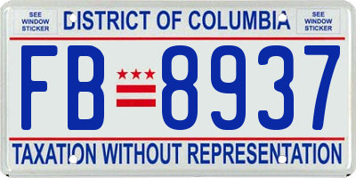 DC license plate FB8937