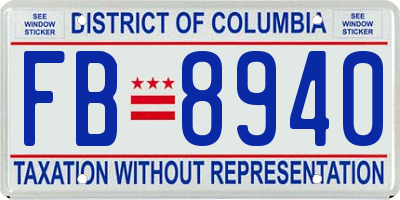 DC license plate FB8940