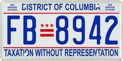 DC license plate FB8942