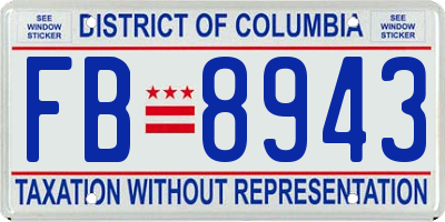 DC license plate FB8943