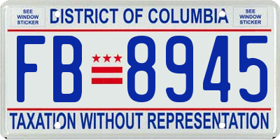 DC license plate FB8945