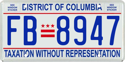 DC license plate FB8947