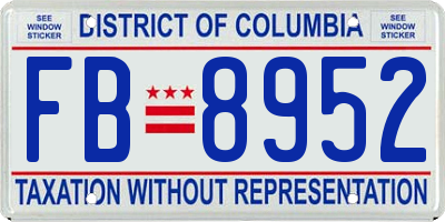 DC license plate FB8952