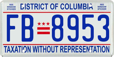 DC license plate FB8953