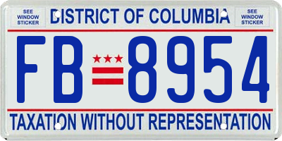 DC license plate FB8954