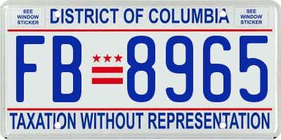 DC license plate FB8965