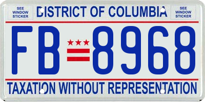 DC license plate FB8968