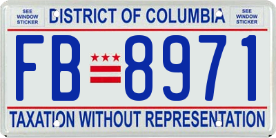 DC license plate FB8971