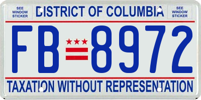 DC license plate FB8972