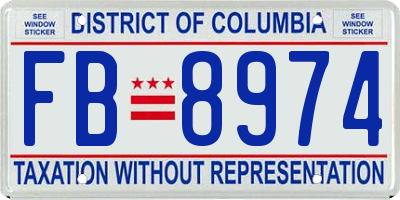 DC license plate FB8974