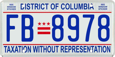 DC license plate FB8978