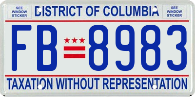 DC license plate FB8983