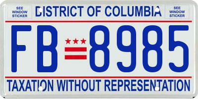 DC license plate FB8985