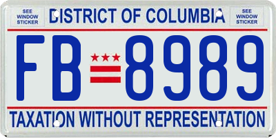 DC license plate FB8989