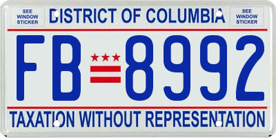 DC license plate FB8992