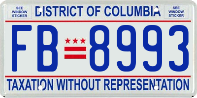 DC license plate FB8993