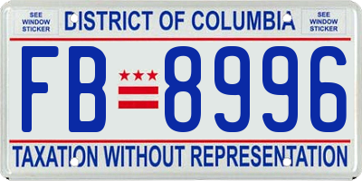 DC license plate FB8996