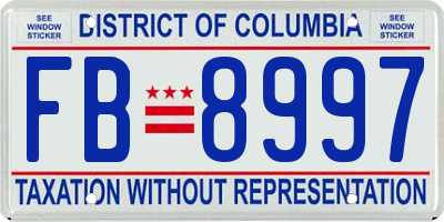 DC license plate FB8997