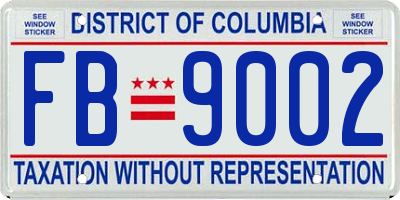 DC license plate FB9002