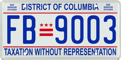 DC license plate FB9003