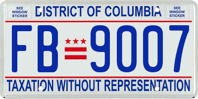 DC license plate FB9007