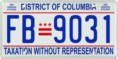 DC license plate FB9031