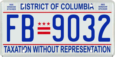 DC license plate FB9032