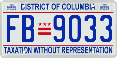 DC license plate FB9033