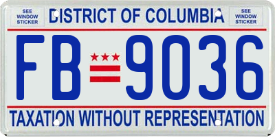 DC license plate FB9036