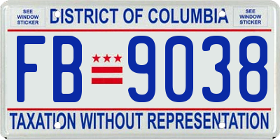 DC license plate FB9038