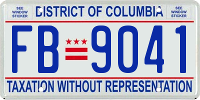 DC license plate FB9041