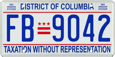 DC license plate FB9042