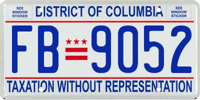 DC license plate FB9052