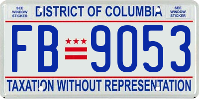 DC license plate FB9053